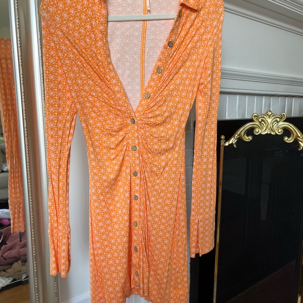Orange Button-Down Dress